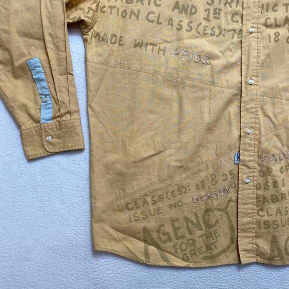 VINTAGE Akademiks Shirt Mens 3XL Tan All Over Print Hip Hop Rap Y2K - Picture 8 of 16